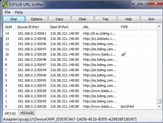 ESFSoft URL Snifferٷd}